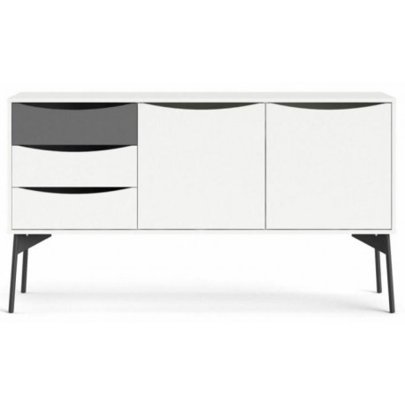 SKAGEN SKÆNK 2 LÅGER + 3 SKUFFER - GRÅ / HVID