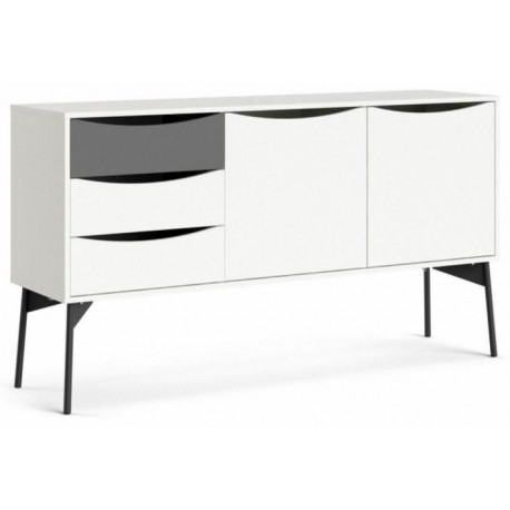 SKAGEN SKÆNK 2 LÅGER + 3 SKUFFER - GRÅ / HVID