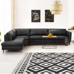 Hjort knudsen Randers hjørnesofa med open end venstrevendt læder