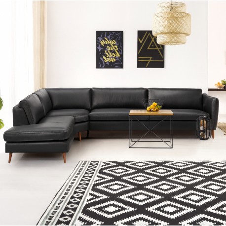 Hjort knudsen Randers hjørnesofa med open end venstrevendt læder