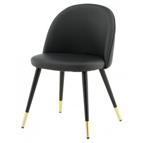 Velvet Spisebordsstol - Sort PU læder og Messing