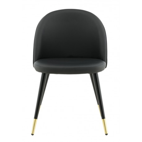 Velvet Spisebordsstol - Sort PU læder og Messing