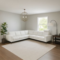 Hjort Knudsen Hadsten Hvid Læder hjørnesofa