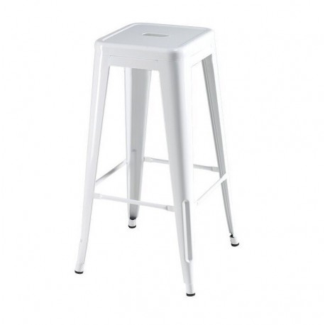 Korona barstol i hvidmalet lakeret stål