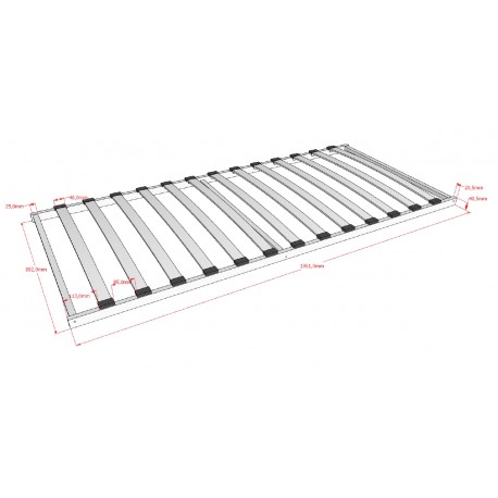 Lamelbund 90x200 cm – 13 lameller, fast ramme
