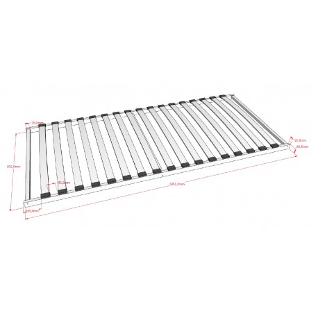 Lamelbund 90x200 cm – 17 lameller, fast ramme