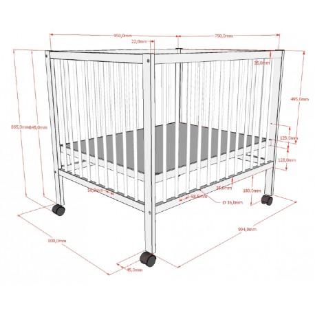 Kravlegård Dino 95 × 75 cm – hvid