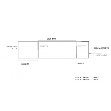 Himmelsseng tekstilsæt – hvid – Pino 140 cm