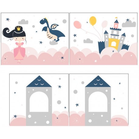 Sengeforhæng til halvhøj seng – Prinsesse Sophie, hvid/lyserød (PINO/SCOTT)