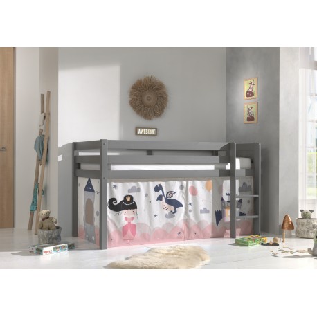 Sengeforhæng til halvhøj seng – Prinsesse Sophie, hvid/lyserød (PINO/SCOTT)