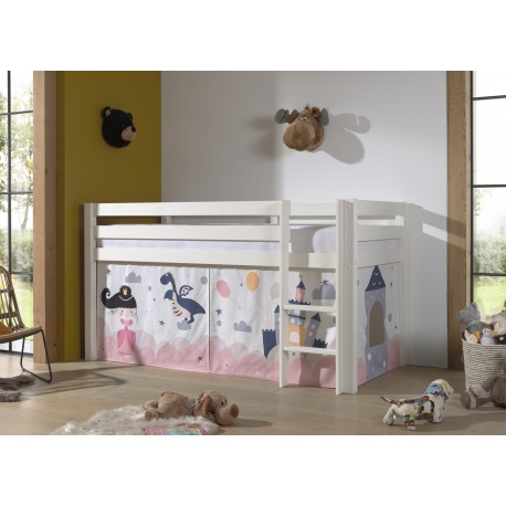 Sengeforhæng til halvhøj seng – Prinsesse Sophie, hvid/lyserød (PINO/SCOTT)