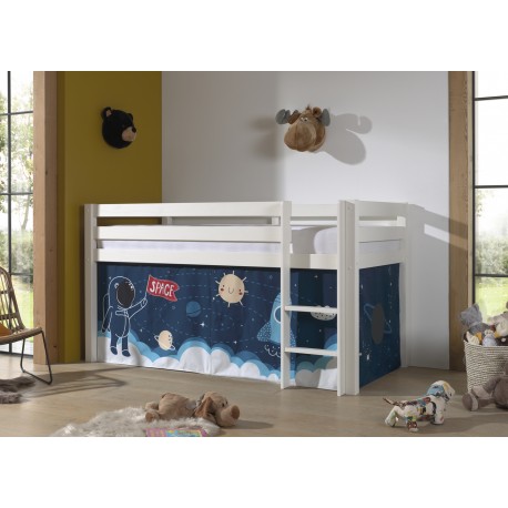 Legetæppeforhæng til halvhøj seng – Space Shuttle, blå