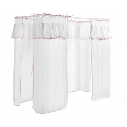 Himmelset til seng – Amori tekstil, lyserød kant