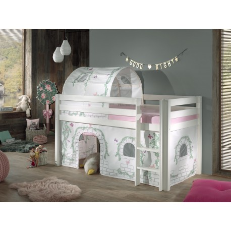 Sengehimmel tunnel til mellemhøj seng – Birdy, hvid/lyserød (Pino/Scott)