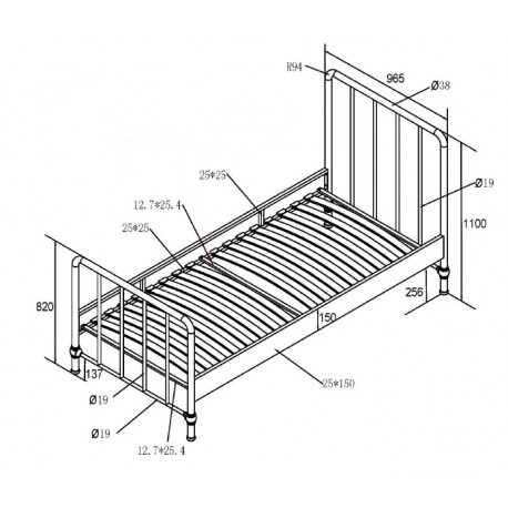 Bronxx Seng (90 x 200 cm) - Blå