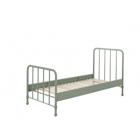 Seng 90 x 200 cm Bronxx – olivengrøn metal, industrielt design