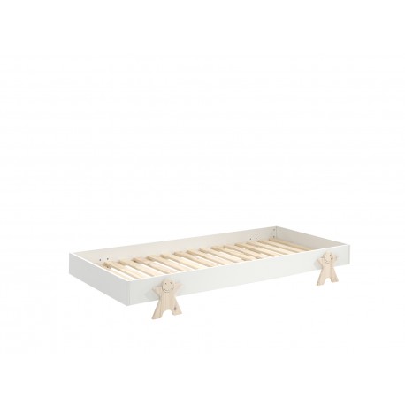 Enkeltseng 90x200 – Modulo, stabelbar med smiley-ben, hvid