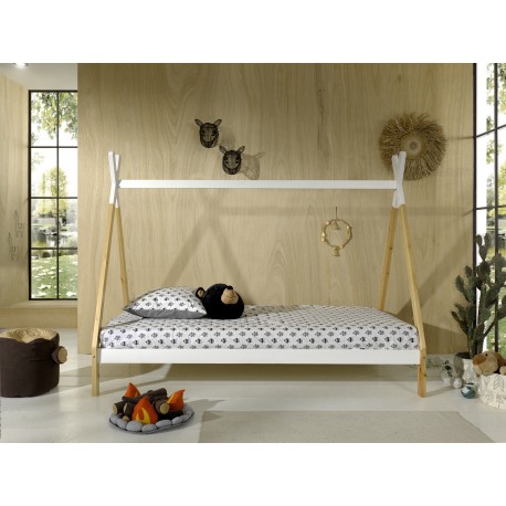 Juniorseng tipi 90 x 200 cm – natur/hvid
