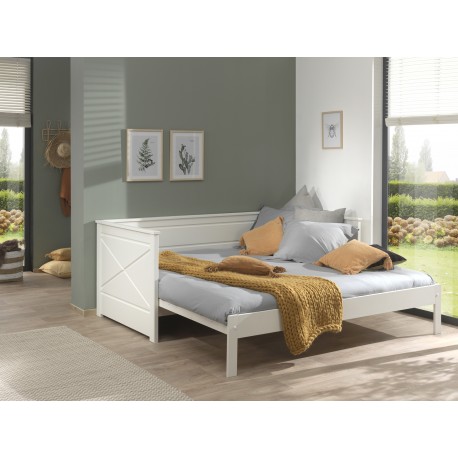 Seng med udtræk 90 x 200 cm – Scott, hvid