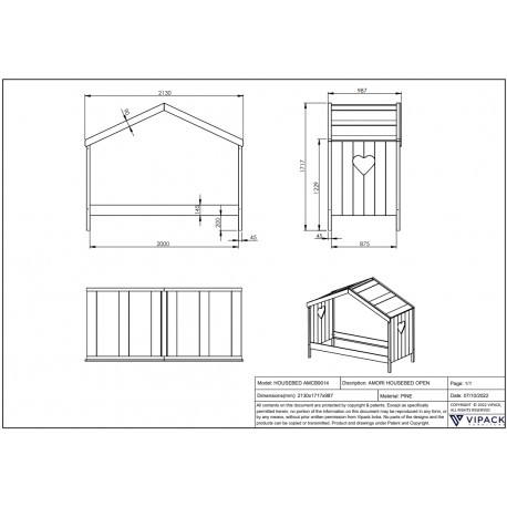 Seng til børn – Amori husseng 90 x 200 cm, hvid