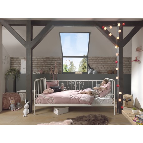 Seng 90 x 200 cm – Alice dagsseng i hvid metal