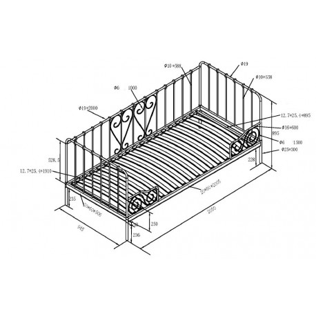 Seng 90 x 200 cm – Alice dagsseng i hvid metal