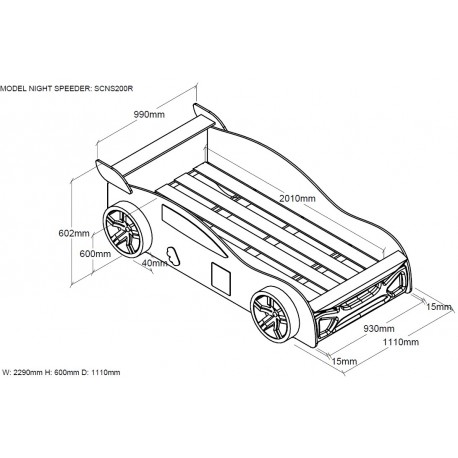 Børneseng bil 90 x 200 cm – rød Night Speeder