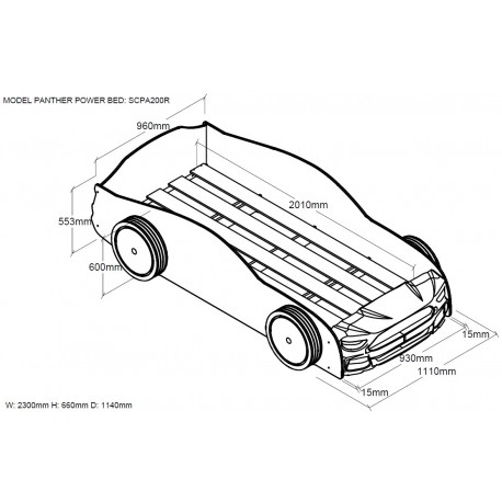 Seng til børn 90 x 200 cm – Panther Power bilseng, rød