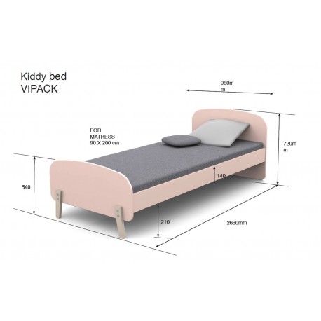 Enkeltseng til børn 90 x 200 cm – Kiddy, lyserød