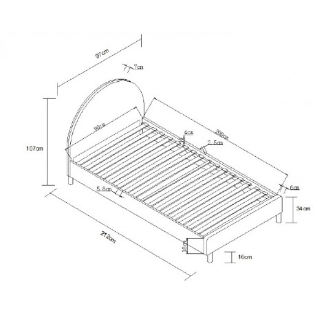 Seng 90x200 cm Moon – lyserød bouclé med rund sengegavl