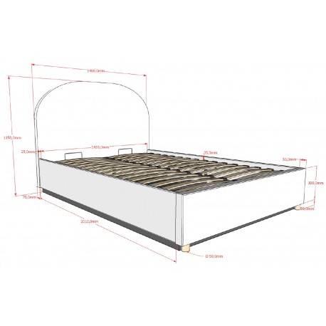 Kontinentalseng med opbevaring Moon 140 x 200 cm – hvid bouclé