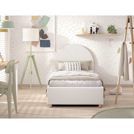 Seng med opbevaring 90 x 200 cm – Moon, hvid bouclé