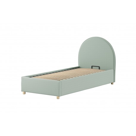 Seng med opbevaring 90 x 200 cm – Moon, grøn bouclé