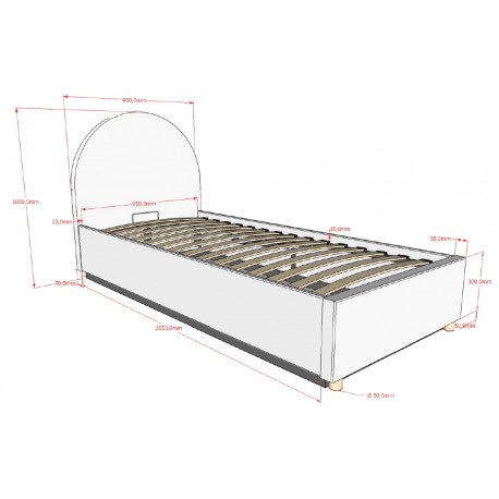 Seng med opbevaring 90 x 200 – Moon, grøn bouclé
