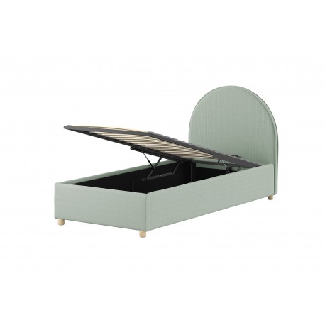 Seng med opbevaring 90 x 200 – Moon, grøn bouclé