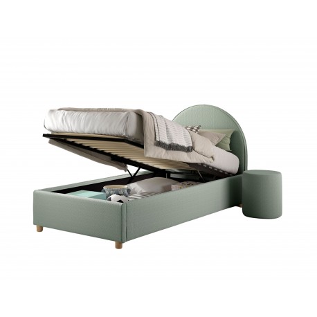Seng med opbevaring 90 x 200 – Moon, grøn bouclé