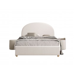 Seng med opbevaring 140 x 200 – Moon, hvid bouclé