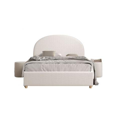 Seng med opbevaring 140 x 200 – Moon, hvid bouclé