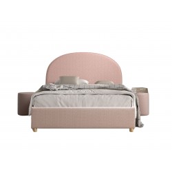 Seng med opbevaring 140 x 200 – Moon, lyserød bouclé