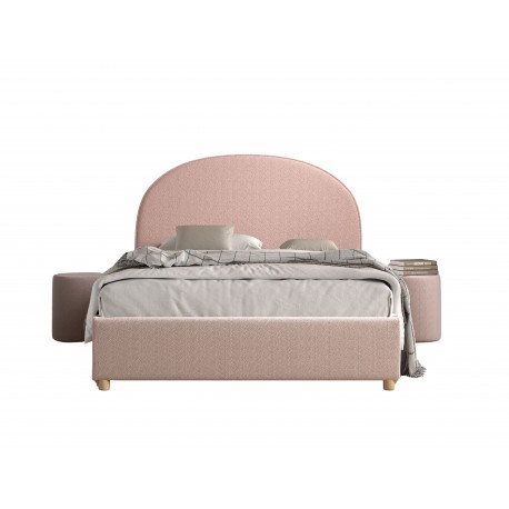 Seng med opbevaring 140 x 200 – Moon, lyserød bouclé