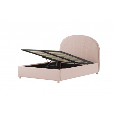 Seng med opbevaring 140 x 200 – Moon, lyserød bouclé