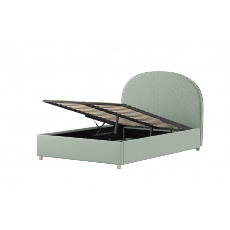 Seng med opbevaring 140 x 200 – Moon, grøn bouclé