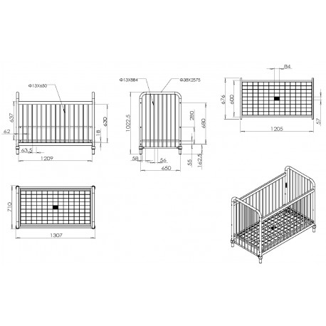 Tremmeseng Bronxx baby seng 60 × 120 cm – denimblå
