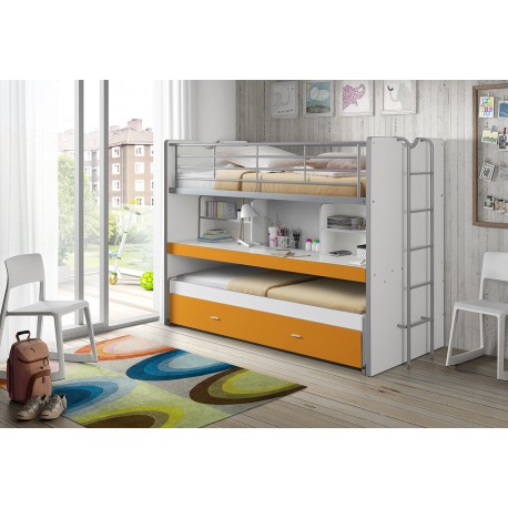 Køjeseng med skrivebord 90 x 200 cm – Orange (Bonny)