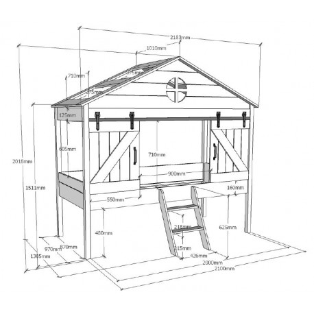 Halvhøj seng til børn 90 x 200 – Barnie, hvid