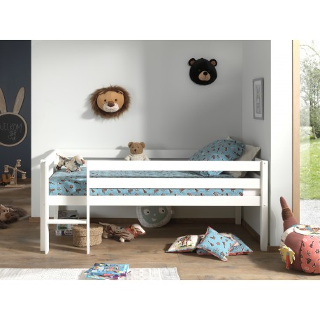 Halvhøj seng 90 x 200 cm – Pino, hvid