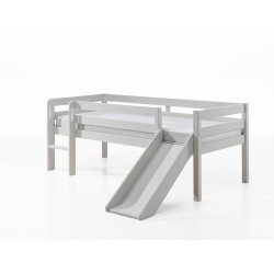 Halvhøj seng med rutsjebane 90 x 200 cm – Pino, hvid
