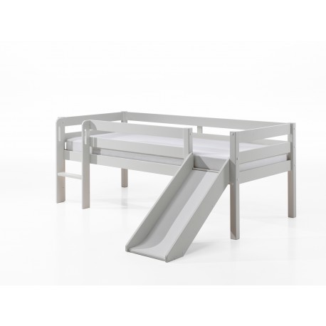 Halvhøj seng med rutsjebane 90 x 200 cm – Pino, hvid