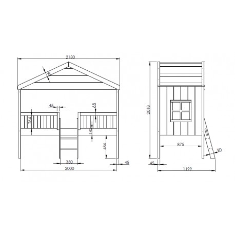Halvhøj juniorseng husdesign 90 x 200 cm – hvid
