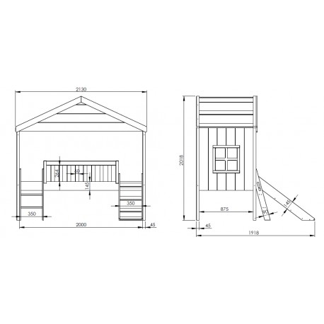 Halvhøj seng med rutsjebane 90 x 200 cm – Housebed, hvid